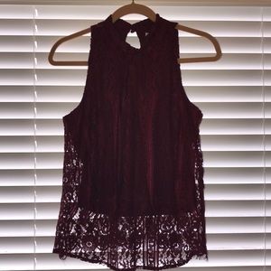 NWT halter lace burgundy top